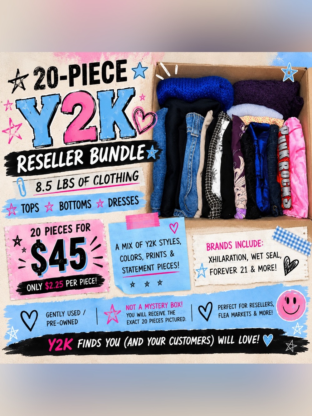✨ 20-Piece Y2K Reseller Clothing Bundle — 8.5 LBS ✨